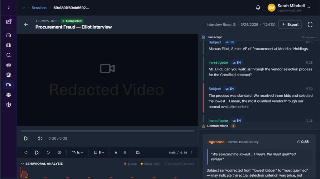 OrcheSight Interview Room — AI contradiction detection in real-time